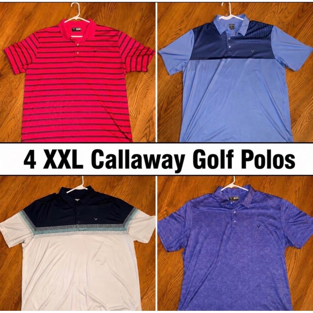 Callaway Golf Polo Shirts Bundle 4pk Mens XXL Opti-Dri Striped Colorblock Active